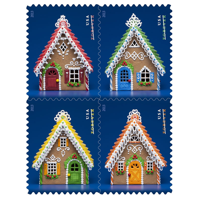 Contemporary Gingerbread Houses Forever Stamp 2013