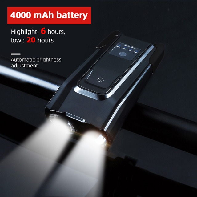4000mAh Induction Bicycle Front Light Set USB Rechargeable Smart Headlight With Horn 800 Lumen LED Bike Lamp Cycling FlashLight