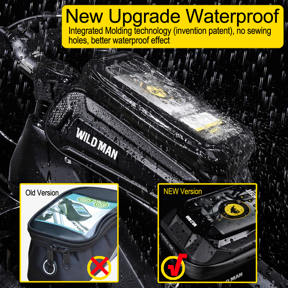 Bike Bag 1.8L Frame Front Tube Cycling Bag Bicycle Waterproof Phone Case Holder 7 Inches Touchscreen Bag Accessories