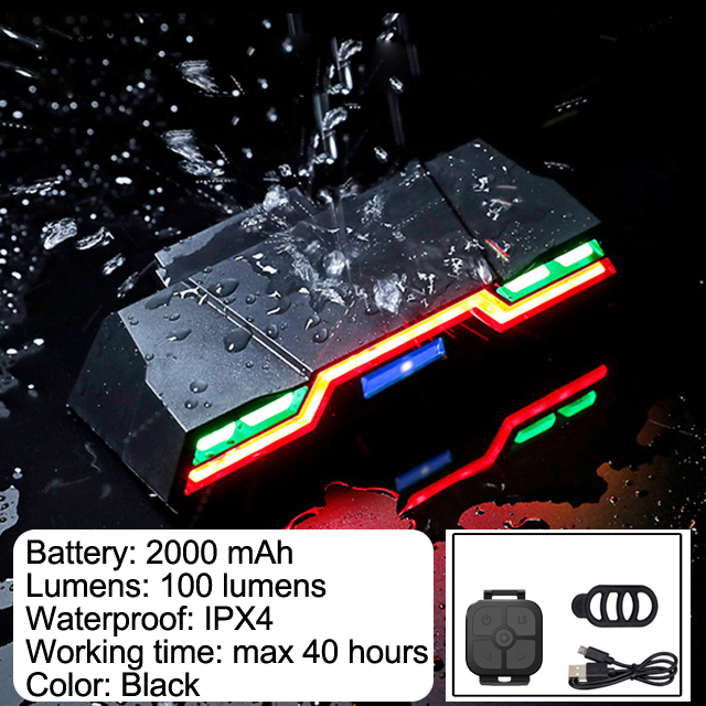 Smart Bike Light Wireless Remote Control Cycling Turning Signal Taillight USB Bicycle Rechargeable Rear Light LED Warning Lamp